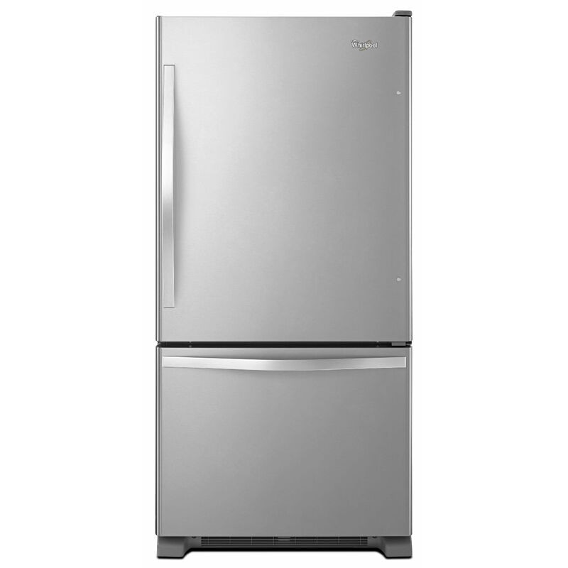 GE Appliances 21 Cu. Ft. Bottom-Freezer Refrigerator with Optional Icemaker  in Fingerprint Resistant Stainless Steel