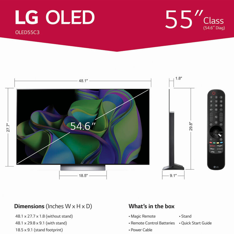 LG - 55inch Class C3 Series OLED evo 4K UHD Smart WebOS TV