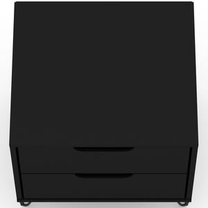 Manhattan Comfort Rockefeller Mid-Century Modern 2-Drawer Nightstand Black, Black, hires