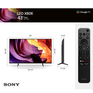 Sony - 43" Class X80K Series LED 4K UHD Smart Google TV, , hires