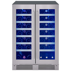 Zephyr Presrv Series 24 in. Compact Built-In/Freestanding 5.2 cu. ft. Wine Cooler with 42 Bottle Capacity, Dual Temperature Zone & Digital Control - Stainless Steel, , hires