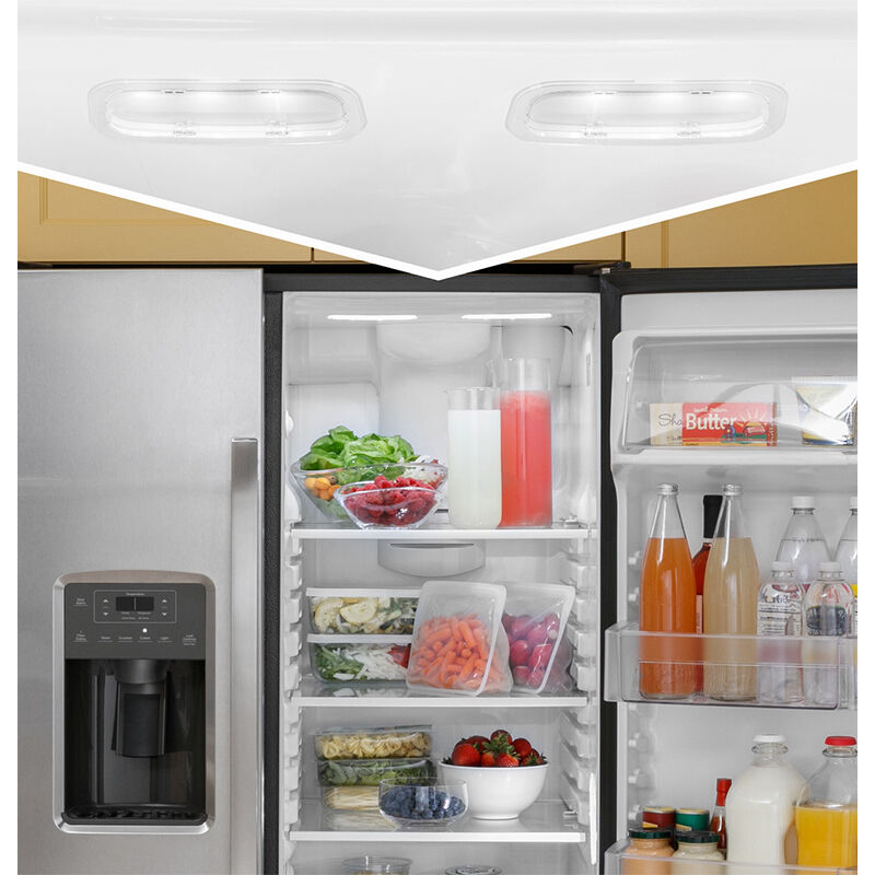 GE 36 in. 25.3 cu. ft. Side by Side Refrigerator with Ice & Water Dispenser - Fingerprint Resistant Stainless, Fingerprint Resistant Stainless, hires
