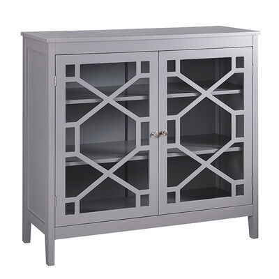 Hale 38" Double Glass Door Cabinet-Gray | PCR1598
