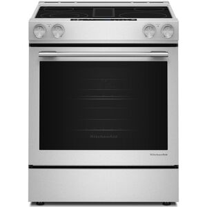 KitchenAid 30 in. 6.4 cu. ft. Air-Fry True European Convection Steam Slide-In Electric Range with Radiant Burners - Stainless Steel with PrintShield Finish, , hires