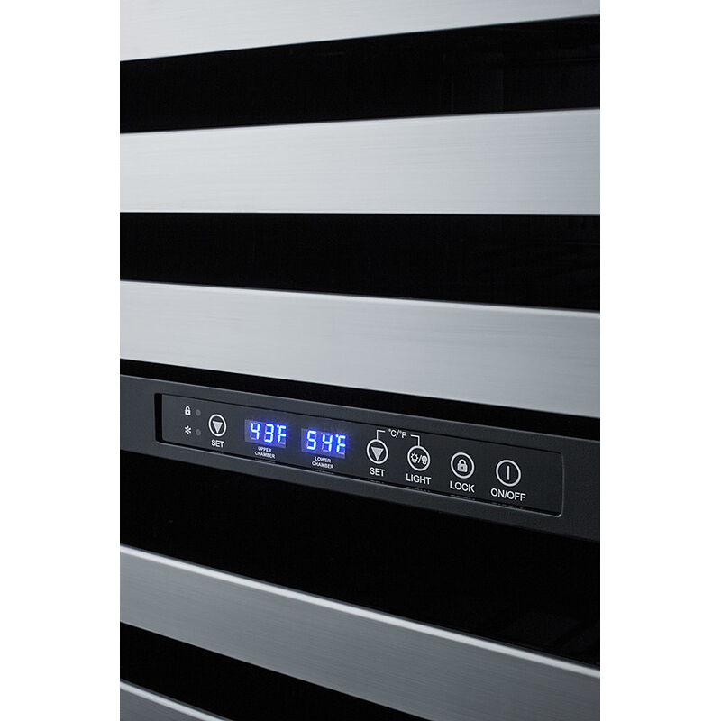 Summit 24 in. Undercounter Wine Cooler with Wire Racks, Dual Temperature Zones & 46 Bottle Capacity - Stainless Steel, , hires