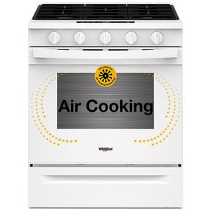Whirlpool 30 in. 5.0 cu. ft. Smart Air-Fry Standard Convection Slide-In Gas Range with 5 Sealed Burners - White, , hires
