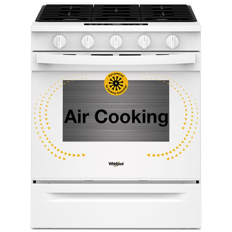 Whirlpool 30 in. 5.0 cu. ft. Smart Air-Fry Standard Convection Slide-In Gas Range with 5 Sealed Burners - White, , hires