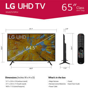 LG - 65" Class UQ7570 Series LED 4K UHD Smart webOS TV, , hires