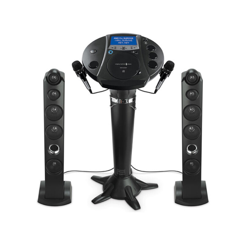 Singing Machine Pedestal Karaoke Machine with 7" LCD & 2 Microphones - Black | P.C. Richard & Son