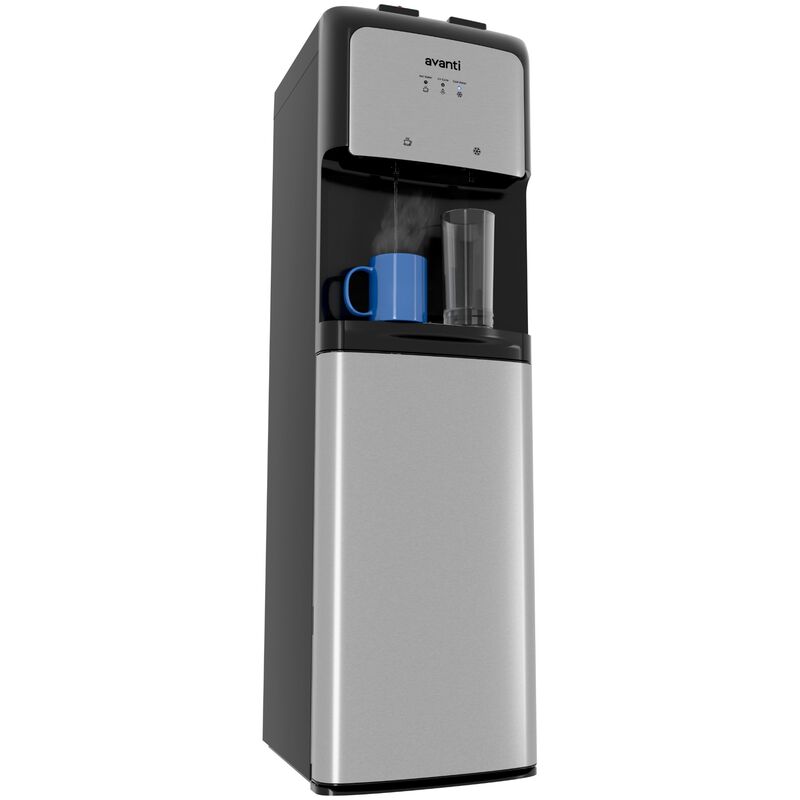 Avanti 12 in. Freestanding Hot & Cold Water Dispenser with Child Safety Guard - Stainless Steel with Black Cabinet, , hires