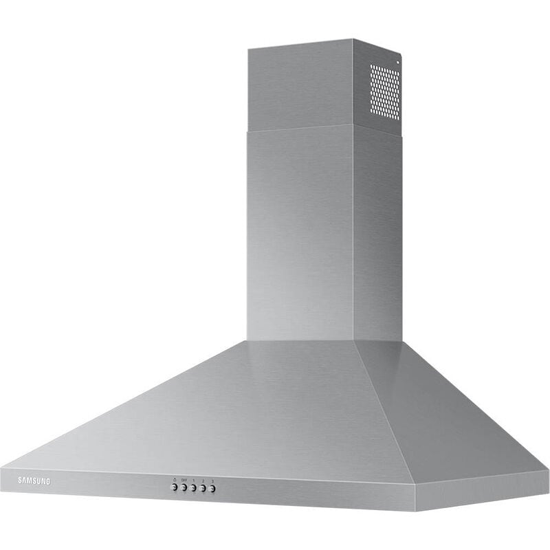 Samsung 30 in. Convertible Chimney Style Range Hood with 390 CFM, 3 Fan Speeds & 2 LED Lights - Stainless Steel, Stainless Steel, hires