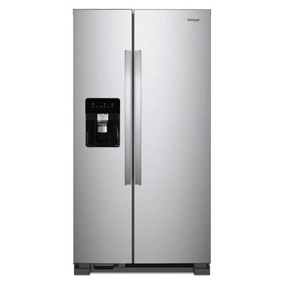 Whirlpool 36 in. 24.6 cu. ft. Side-by-Side Refrigerator with External Ice & Water Dispenser- Monochromatic Stainless Steel | WRS315SDHM