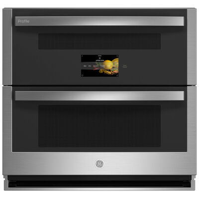 GE Profile 30" 5.0 Cu. Ft. Electric Smart Double Wall Oven with True European Convection & Self Clean - Stainless Steel | PTS9200SNSS