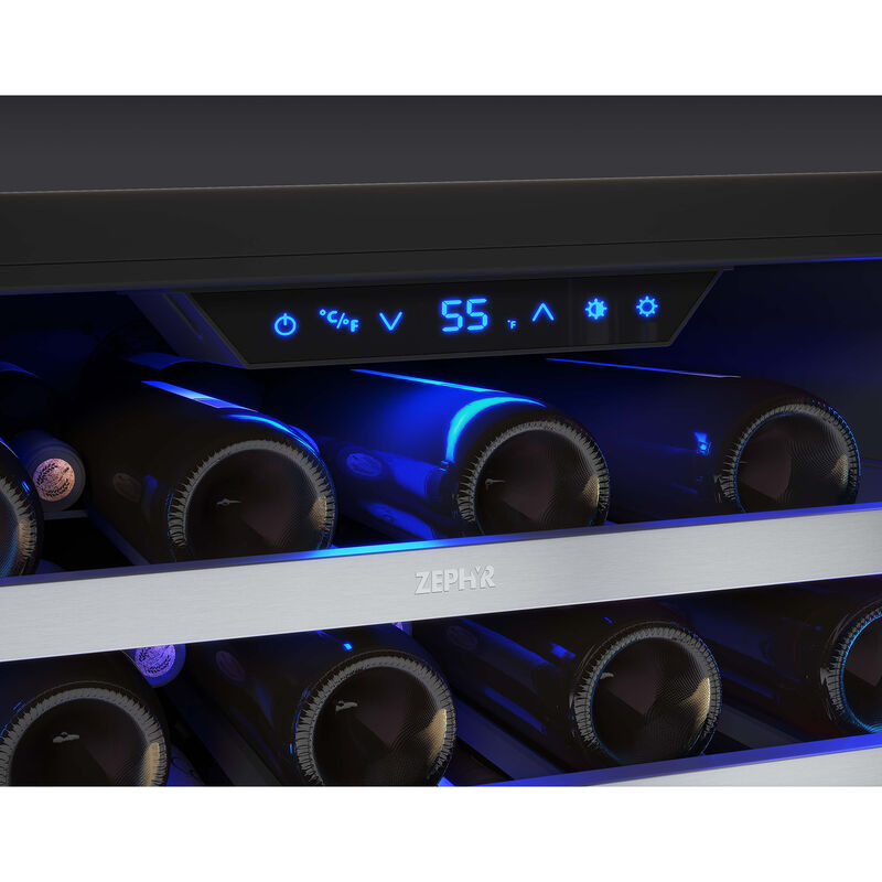 Zephyr Presrv Series 24 in. Compact Built-In/Freestanding 5.6 cu. ft. Wine Cooler with 53 Bottle Capacity, Single Temperature Zones & Digital Control - Stainless Steel, , hires