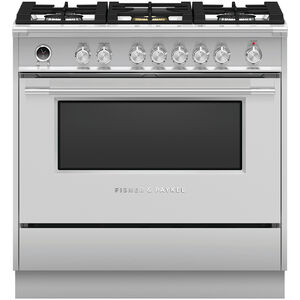 Fisher & Paykel Series 9 Classic 36 in. 4.9 cu. ft. Convection Oven Freestanding Dual Fuel Range with 5 Sealed Burners - Stainless Steel, , hires