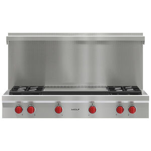 Wolf 48 in. 4-Burner Natural Gas Rangetop with Griddle & Power Burner - Stainless Steel, , hires