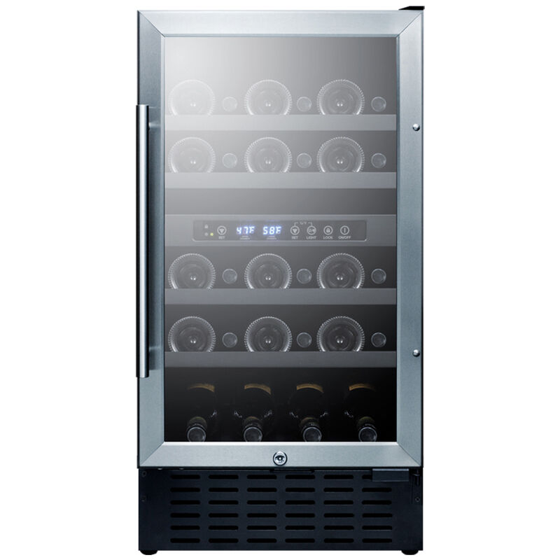 Summit 18 in. Undercounter Wine Cooler with Dual Zones & 28 Bottle Capacity - Stainless Steel, , hires