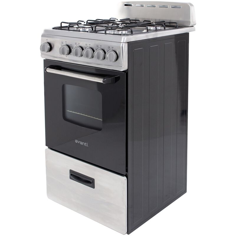 Avanti 20 in. 2.1 cu. ft. Gas Range with 4 Sealed Burners - Stainless Steel, , hires
