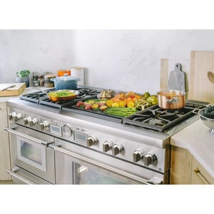 Thermador Pro Grand Professional Series 60 in. 7.3 cu. ft. Smart True European Convection Steam Double Oven Dual Fuel Range with 6 Sealed Burners & Griddle - Stainless Steel, , hires