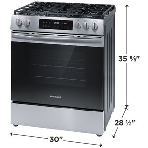Frigidaire 30 in. 5.1 cu. ft. Air-Fry Standard Convection Gas Range with 5 Sealed Burners - Stainless Steel, , hires