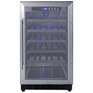 Summit 18 in. Undercounter Wine Cooler with Wood Racks, Single Temperature Zone & 34 Bottle Capacity - Stainless Steel, , hires