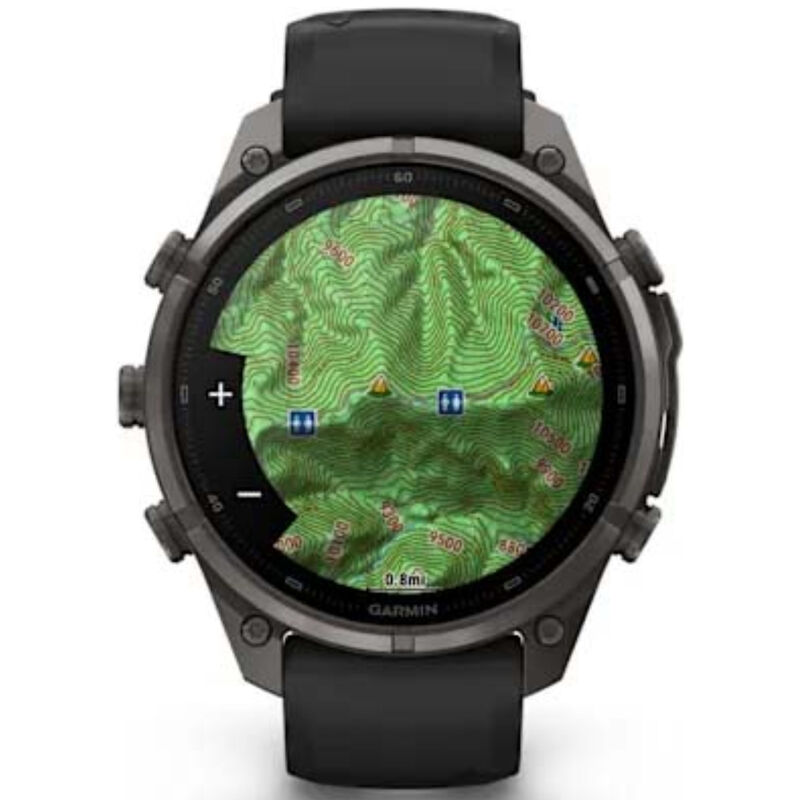 Garmin fenix 9 Pro 47 mm, AMOLED Smart Watch - Carbon Gray DLC Titanium with Black/Pebble Gray Silicone Band, , hires