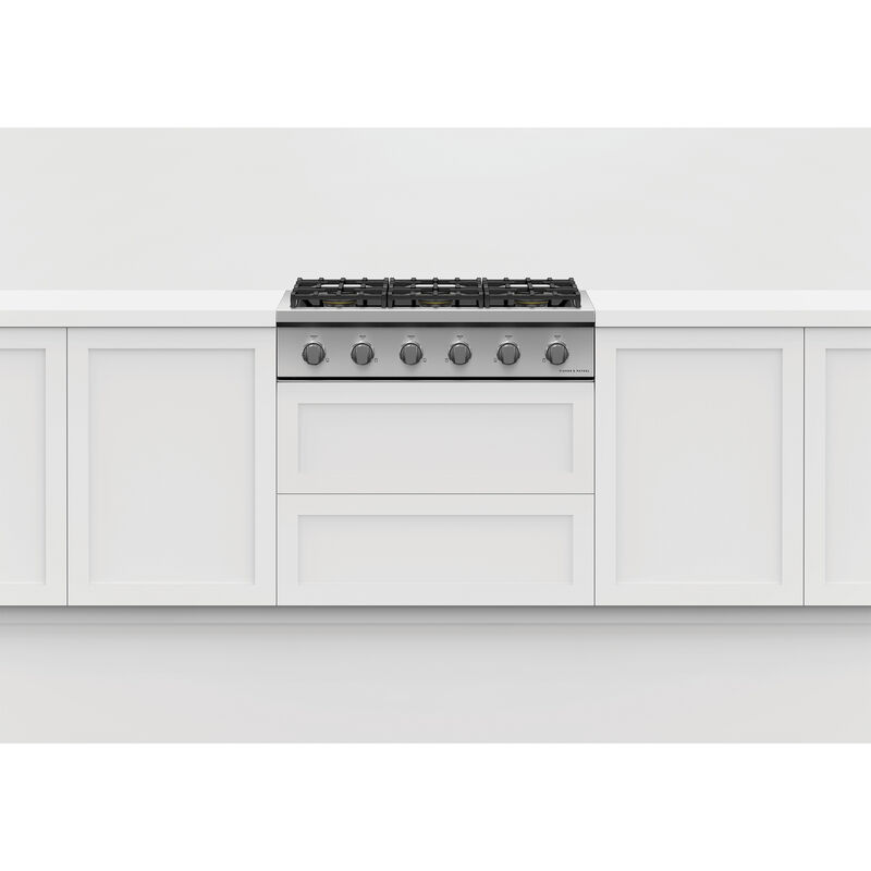 Fisher & Paykel Series 9 36 in. 6-Burner Natural Gas Rangetop with Simmer Burner & Power Burner - Stainless Steel, , hires