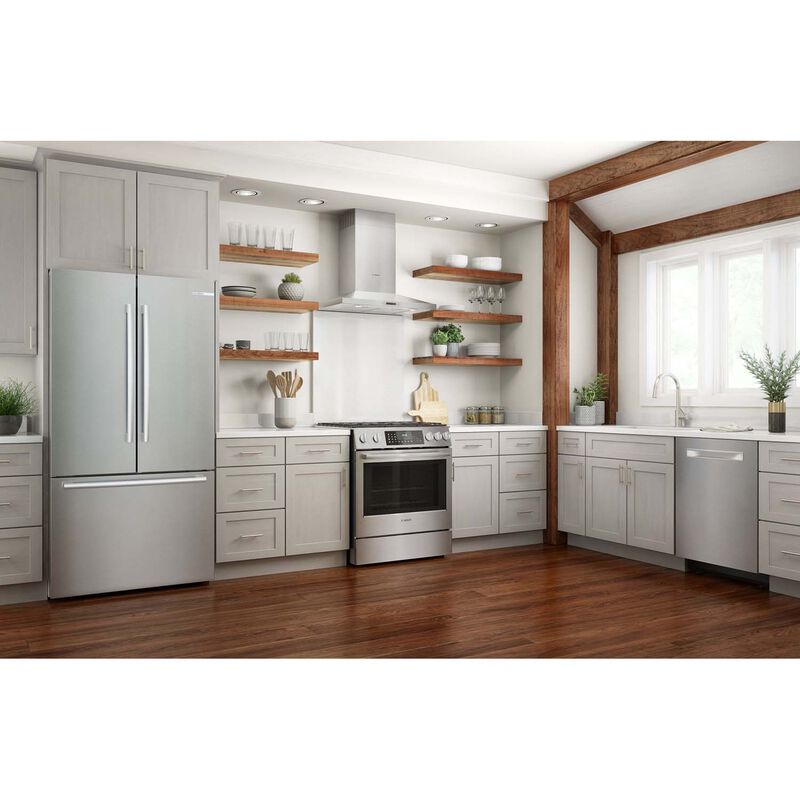 Bosch 300 Series 30 in. Convertible Chimney Style Range Hood with 300 CFM, 3 Fan Speeds & 2 LED Lights - Stainless Steel, , hires