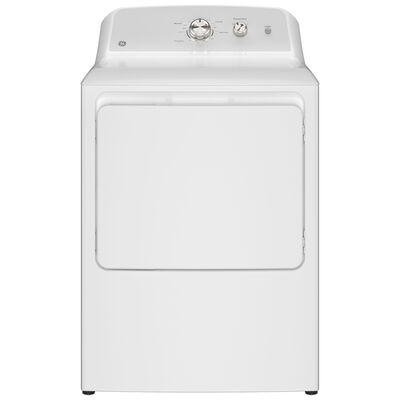 GE 27 in. 6.2 cu. ft. Gas Dryer with Up To 120 ft. Venting & Shallow Depth - White | GTX38GASWWS