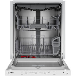 Bosch 300 Series 24 in. Top Control Flush-Mount Smart Dishwasher with 46 dBA Sound Level, 3rd-Rack, PureDry & Pocket Handle - White, , hires