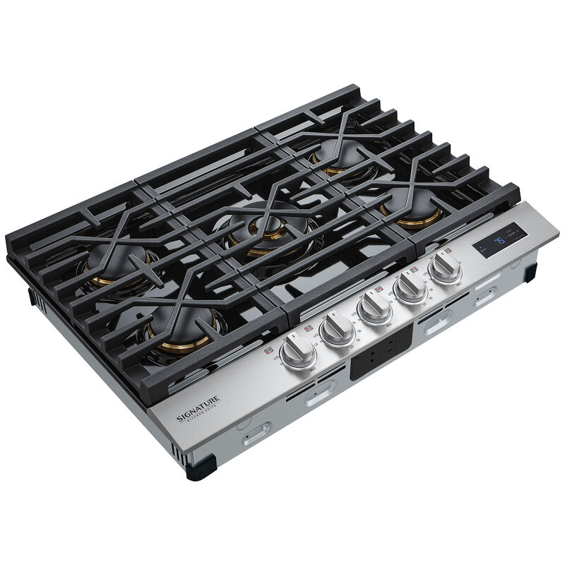 Signature Kitchen Suite 30 in. 5-Burner Smart Natural Gas Cooktop with Simmer Burner & Power Burner - Stainless Steel, , hires