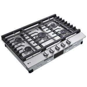 LG 30 in. 5-Burner Natural Gas Cooktop with Simmer Burner & Power Burner - Stainless Steel, Stainless Steel, hires