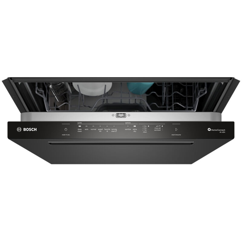 Bosch 300 Series 24 in. Top Control Flush-Mount Smart Dishwasher with 46 dBa Sound Level, 3rd-Rack, PureDry & Pocket Handle - Black, , hires