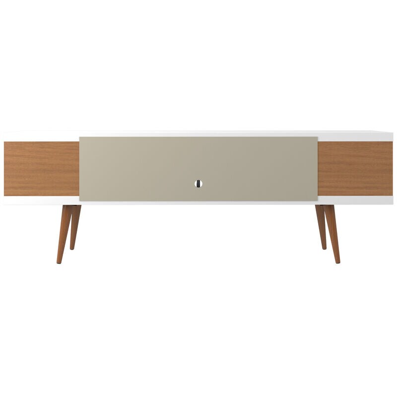 Manhattan Comfort Utopia 70" TV Stand - White Gloss & Maple Cream, , hires