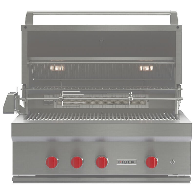 Wolf 36 in. 3-Burner Built-In Natural Gas Grill with Rotisserie, Sear Burner & Smoker Box - Stainless Steel, , hires