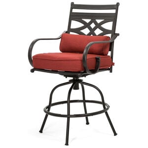 Hanover Montclair 3-Piece High-Dining Set in Chili Red with 2 Swivel Chairs and a 33-Inch Square Table - Chile Red/Brown, , hires