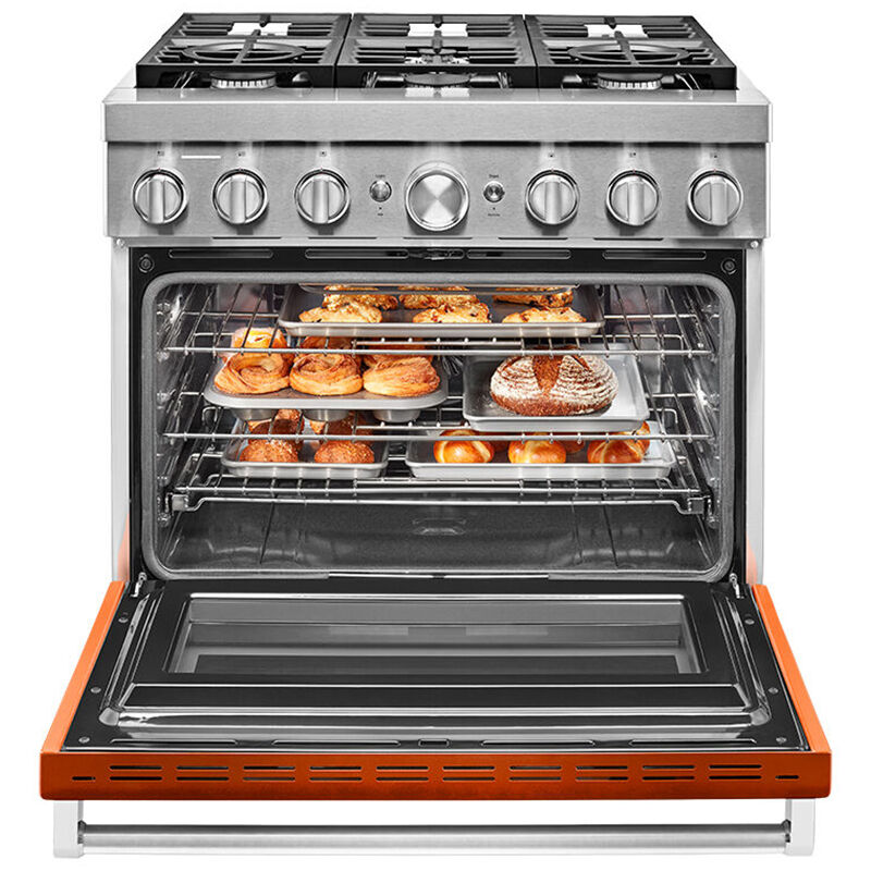 KitchenAid 36 in. 5.1 cu. ft. Smart Convection Oven Freestanding Dual Fuel Range with 6 Sealed Burners - Scorched Orange, , hires