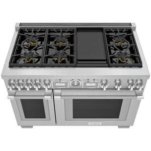 Thermador Pro Grand Professional Series 48 in. 8.2 cu. ft. Smart Standard Convection Double Oven Gas Range with 6 Sealed Burners & Griddle - Stainless Steel, , hires