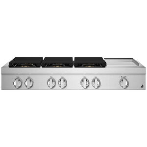 JennAir Noir 48 in. 6-Burner Natural Gas Rangetop with Griddle, Simmer Burner & Power Burner - Stainless Steel, , hires
