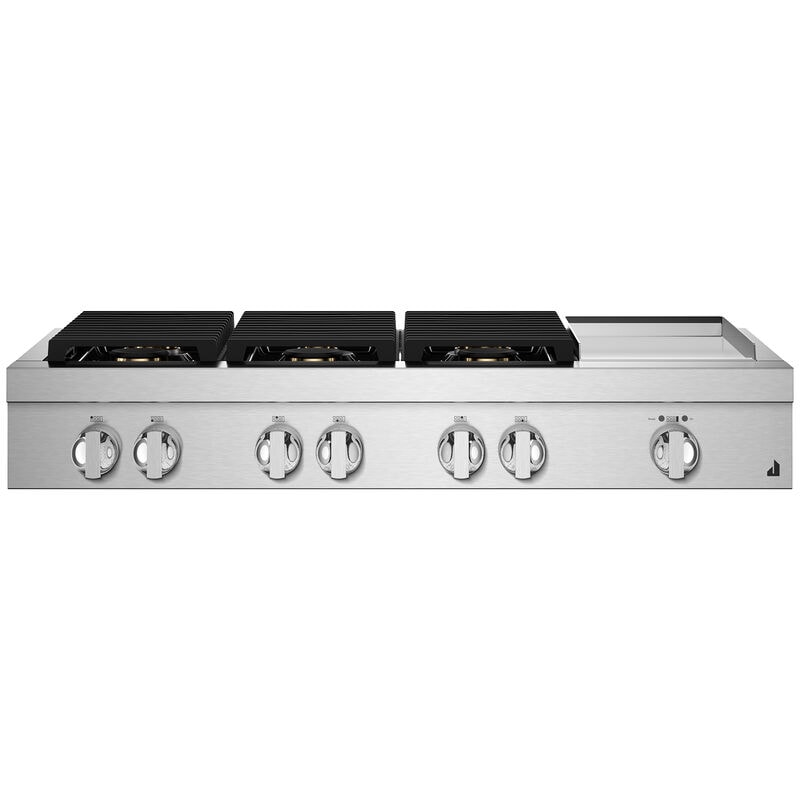 JennAir Noir 48 in. 6-Burner Natural Gas Rangetop with Griddle, Simmer Burner & Power Burner - Stainless Steel, , hires
