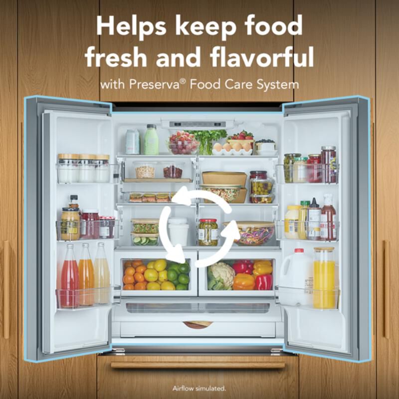 KitchenAid 36 in. 21.9 cu. ft. Counter Depth French Door Refrigerator with Internal Water Dispenser - Custom Panel Ready, Custom Panel Required, hires
