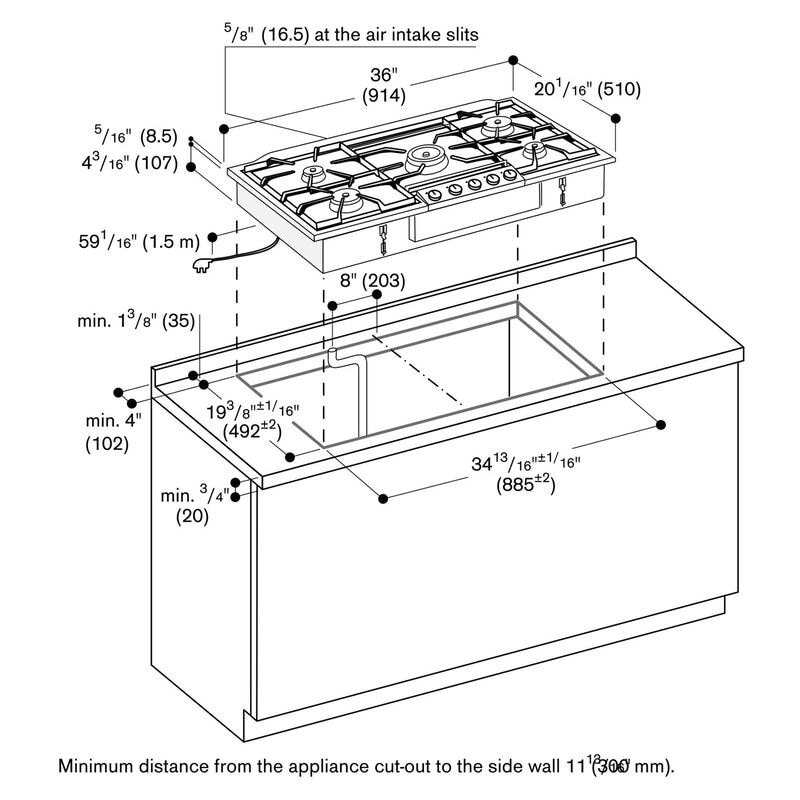 Gaggenau 200 Series 36 in. 5-Burner LP Gas Cooktop with Simmer Burner & Power Burner - Stainless Steel, , hires