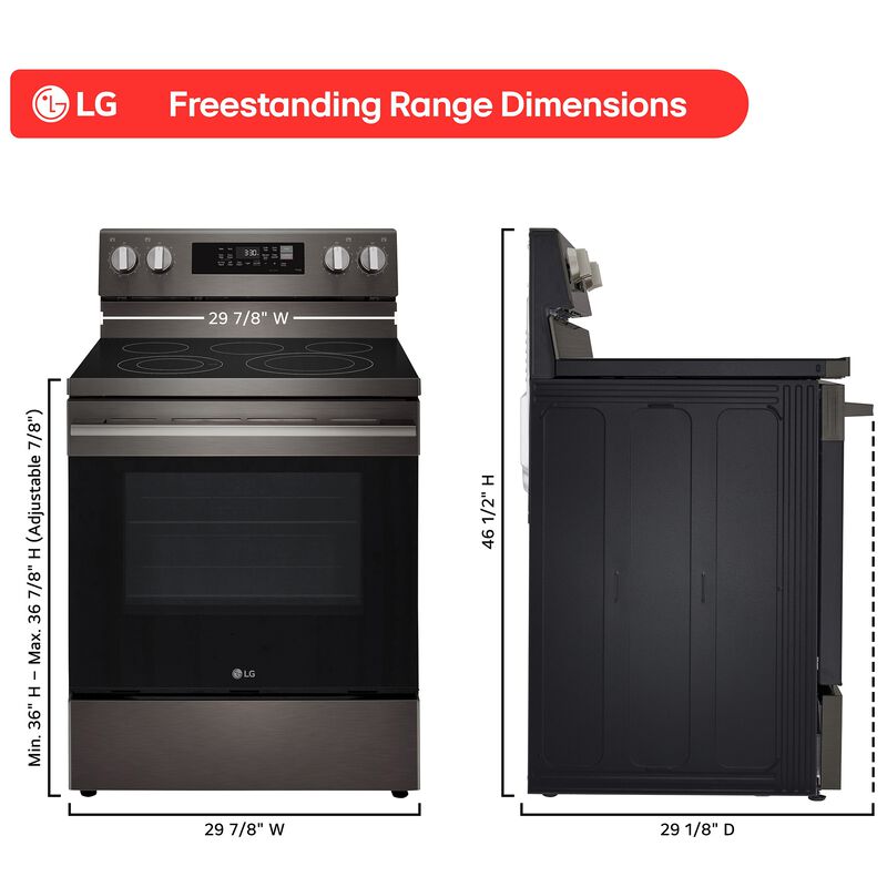 LG 30 in. 6.3 cu. ft. Smart Air-Fry True European Convection Electric Range with Radiant Burners - Black Stainless Steel, , hires