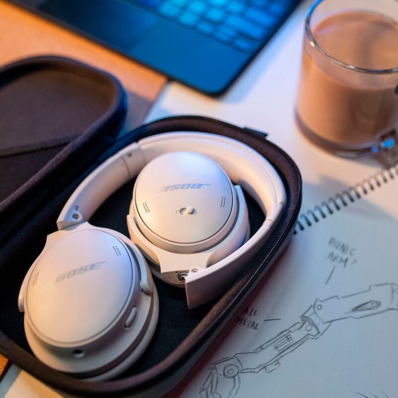 Bose - QuietComfort 45 Wireless Noise Cancelling Over-the-Ear Headphones -  White Smoke