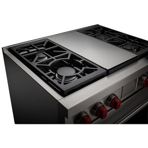 Wolf 36 in. 6.3 cu. ft. Smart Dual Convection Dual Fuel Range with 4 Sealed Burners & Griddle - Stainless Steel, , hires
