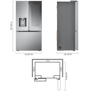 LG 36 in. 25.5 cu. ft. Smart Counter Depth French Door Refrigerator with Ice & Water Dispenser - PrintProof Stainless Steel, PrintProof Stainless Steel, hires