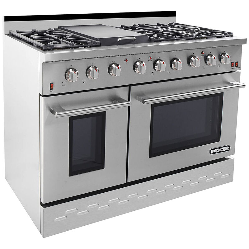 NXR 48 in. 7.2 cu. ft. Standard Convection Double Oven Gas Range with 6 Sealed Burners - Stainless Steel, , hires
