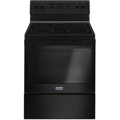 Maytag 30 in. 5.3 cu. ft. Oven Freestanding Electric Range with 5 Smoothtop Burners - Black | MER6600FB
