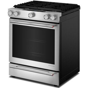 KitchenAid 30 in. 7.1 cu. ft. Air-Fry True European Convection Steam Oven Slide-In Dual Fuel Range with 5 Sealed Burners - Stainless Steel with PrintShield Finish, , hires