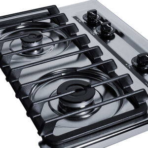 Summit 24 in. 4-Burner Natural Gas Cooktop with Simmer Burner & Power Burner - Chrome, , hires